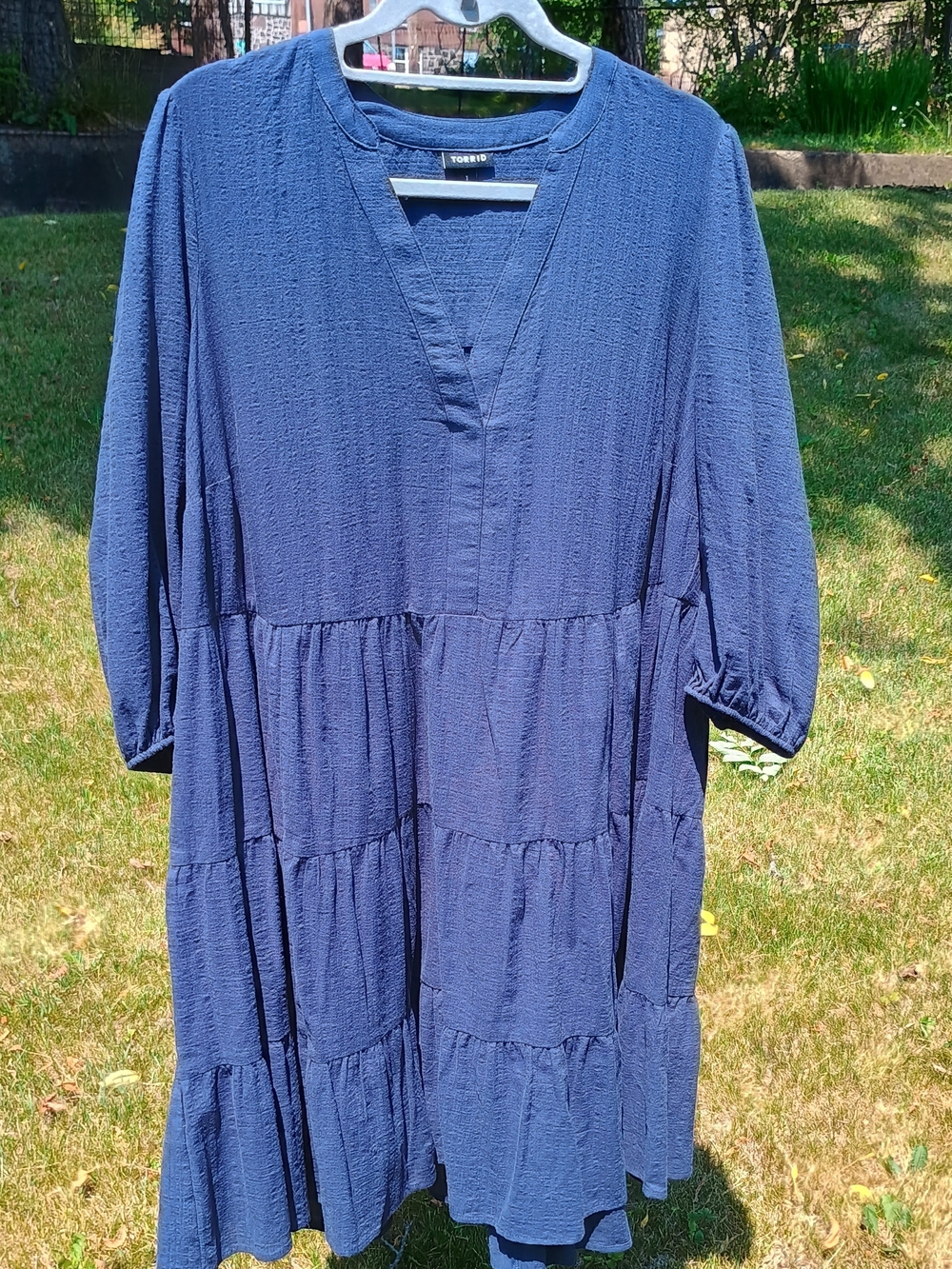 Torrid Navy Tiered Y-Neck Mini Dress 1X